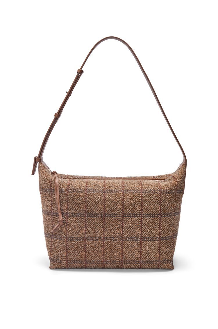 Cubi Crossbody bag in tartan brushed suede