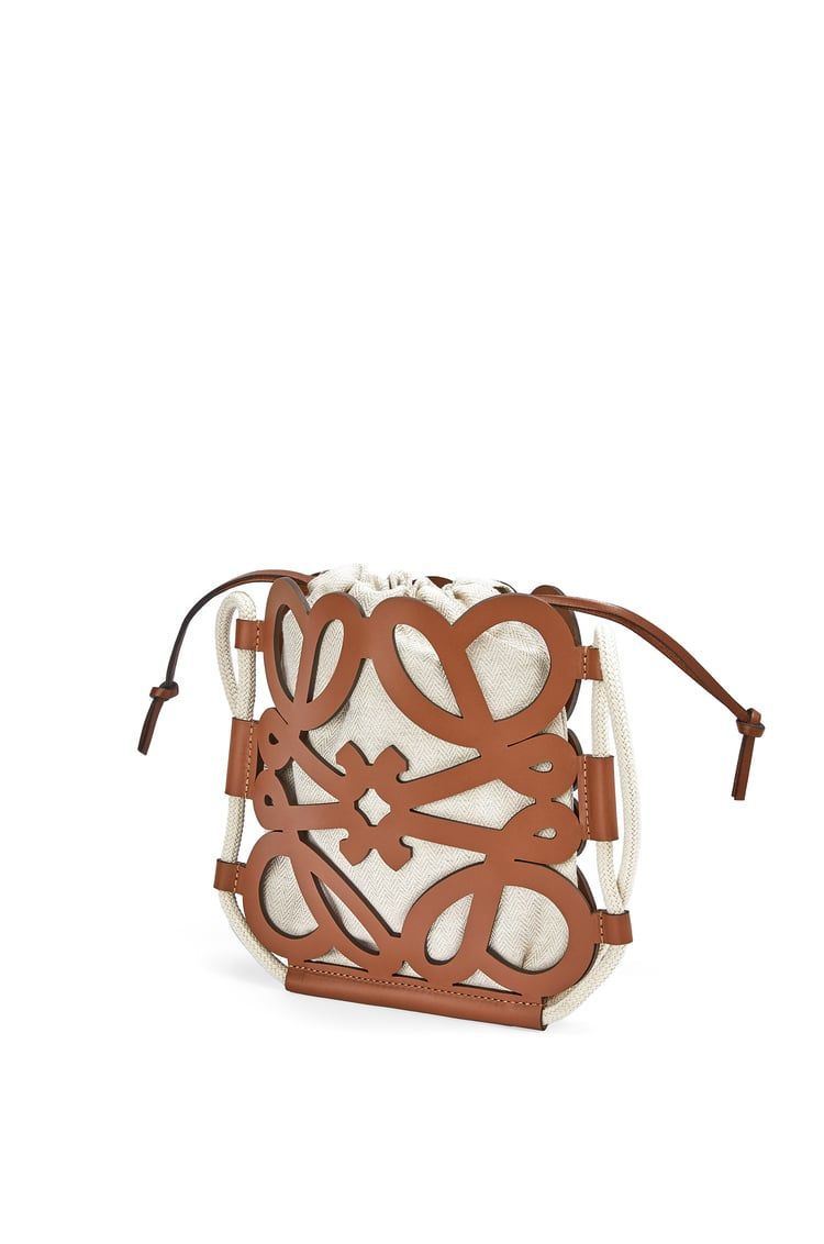 Anagram cut-out crossbody in classic calfskin and canvas