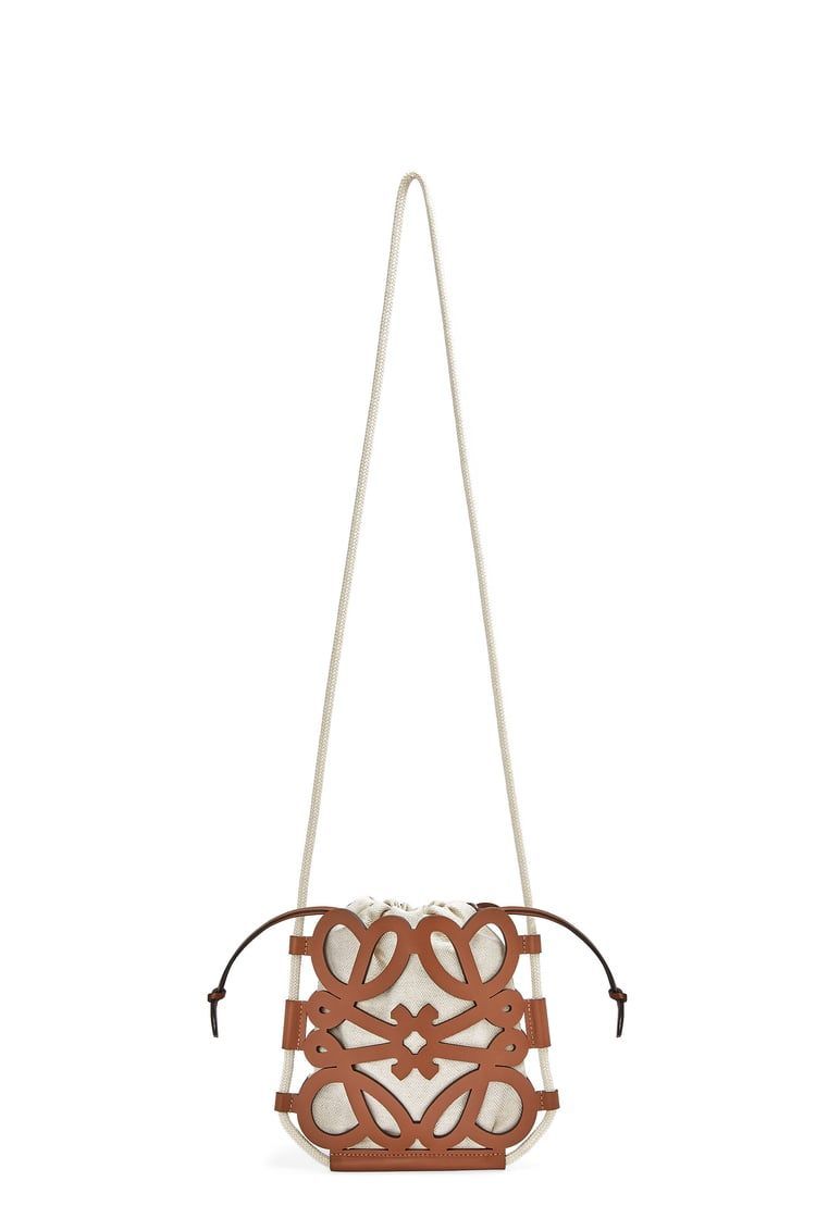 Anagram cut-out crossbody in classic calfskin and canvas