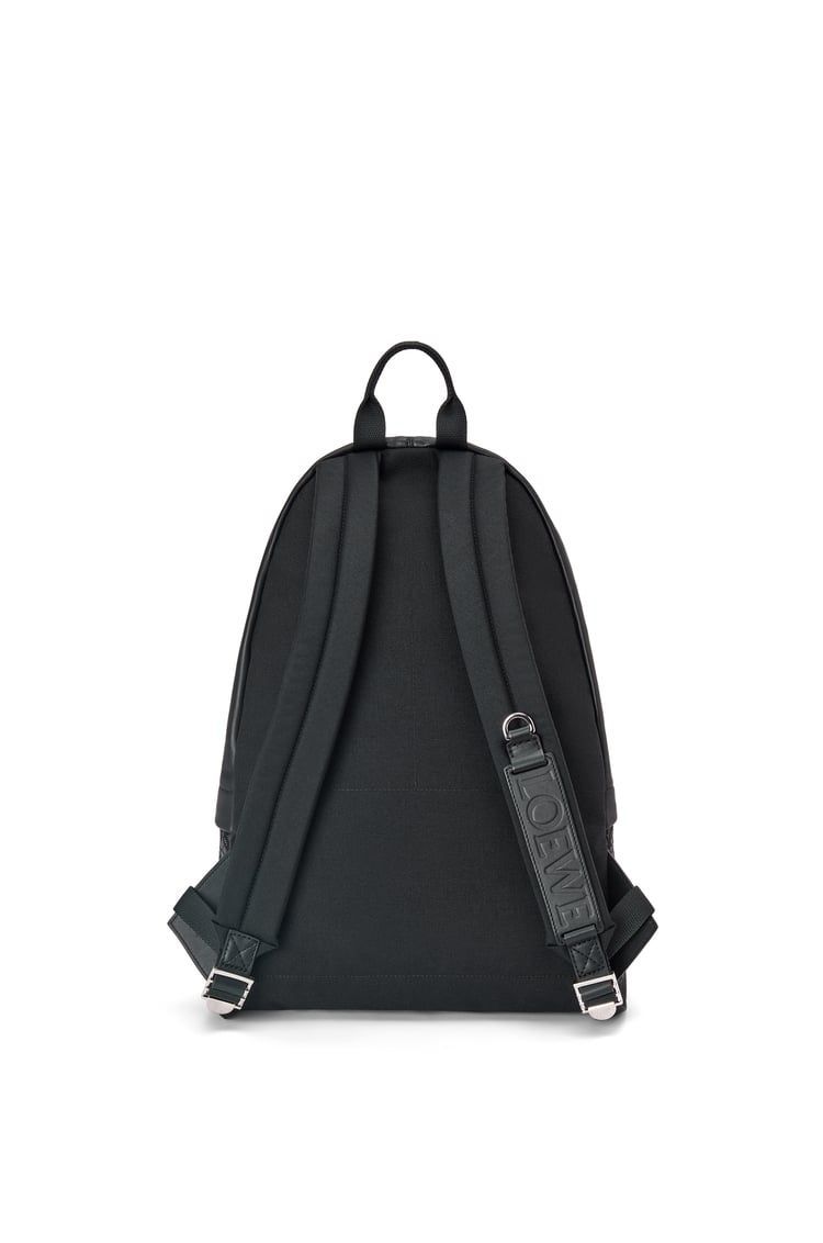 Round Slim Backpack in calfskin and Anagram jacquard