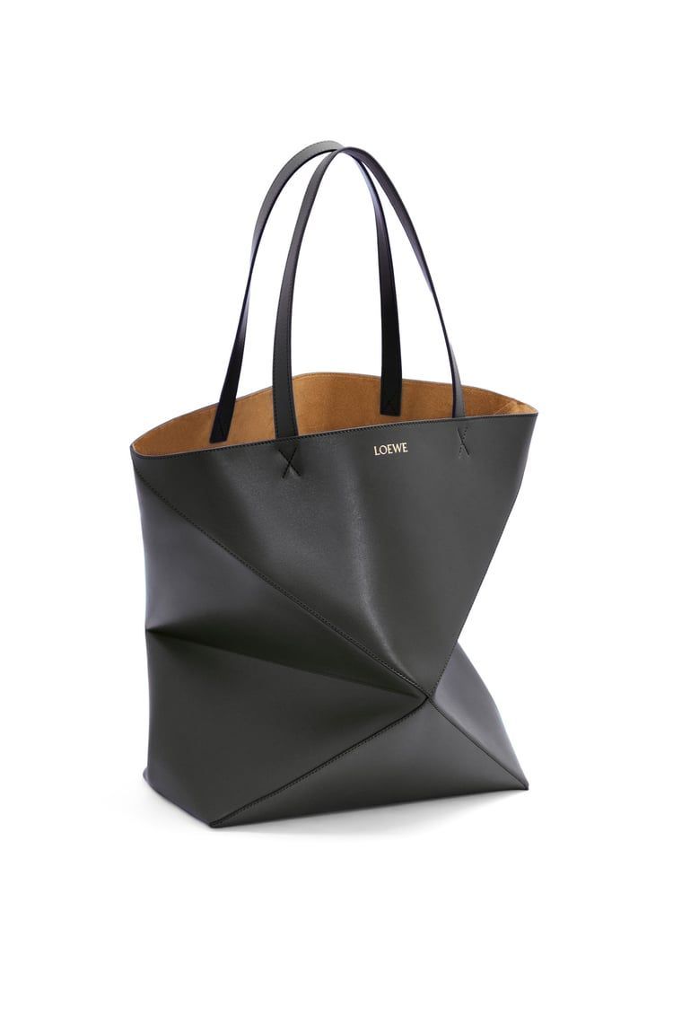 XL Puzzle Fold Tote in shiny calfskin