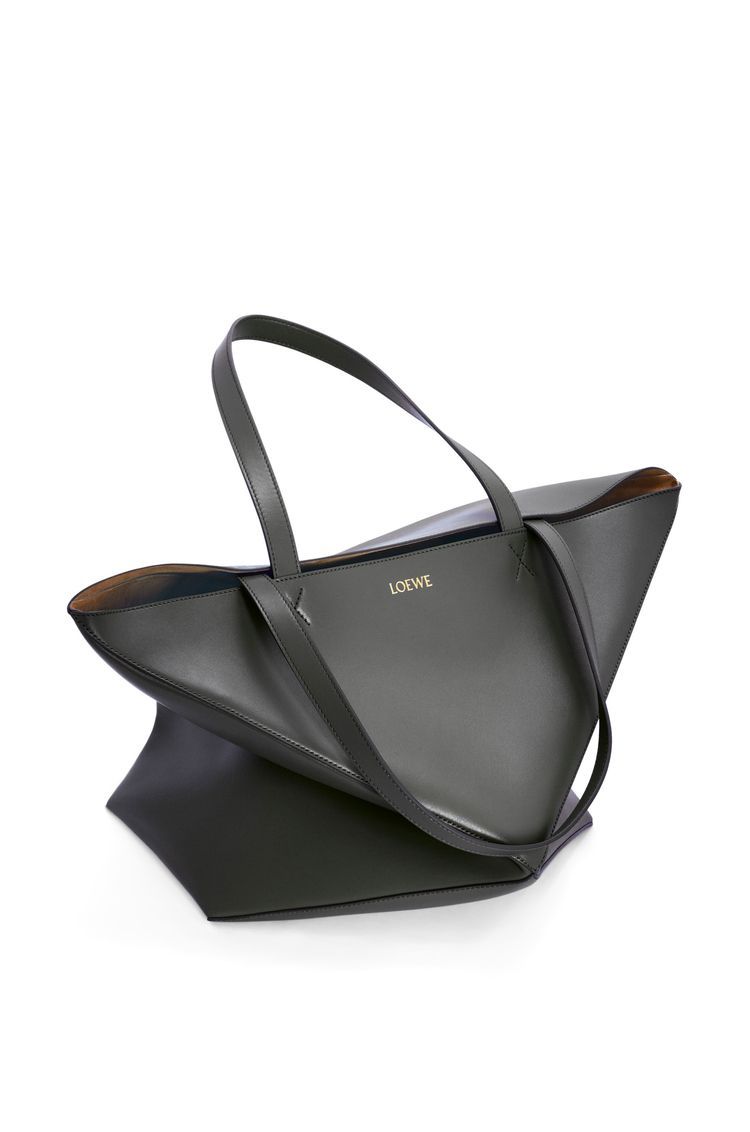 XL Puzzle Fold Tote in shiny calfskin