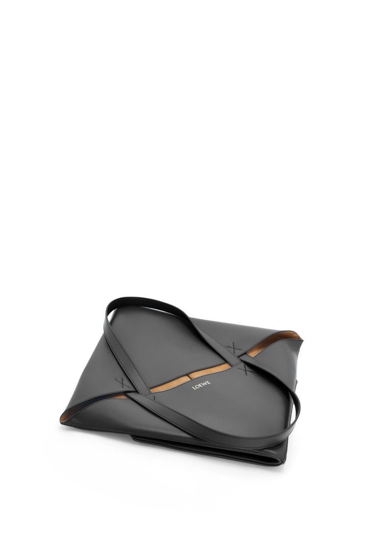 XL Puzzle Fold Tote in shiny calfskin