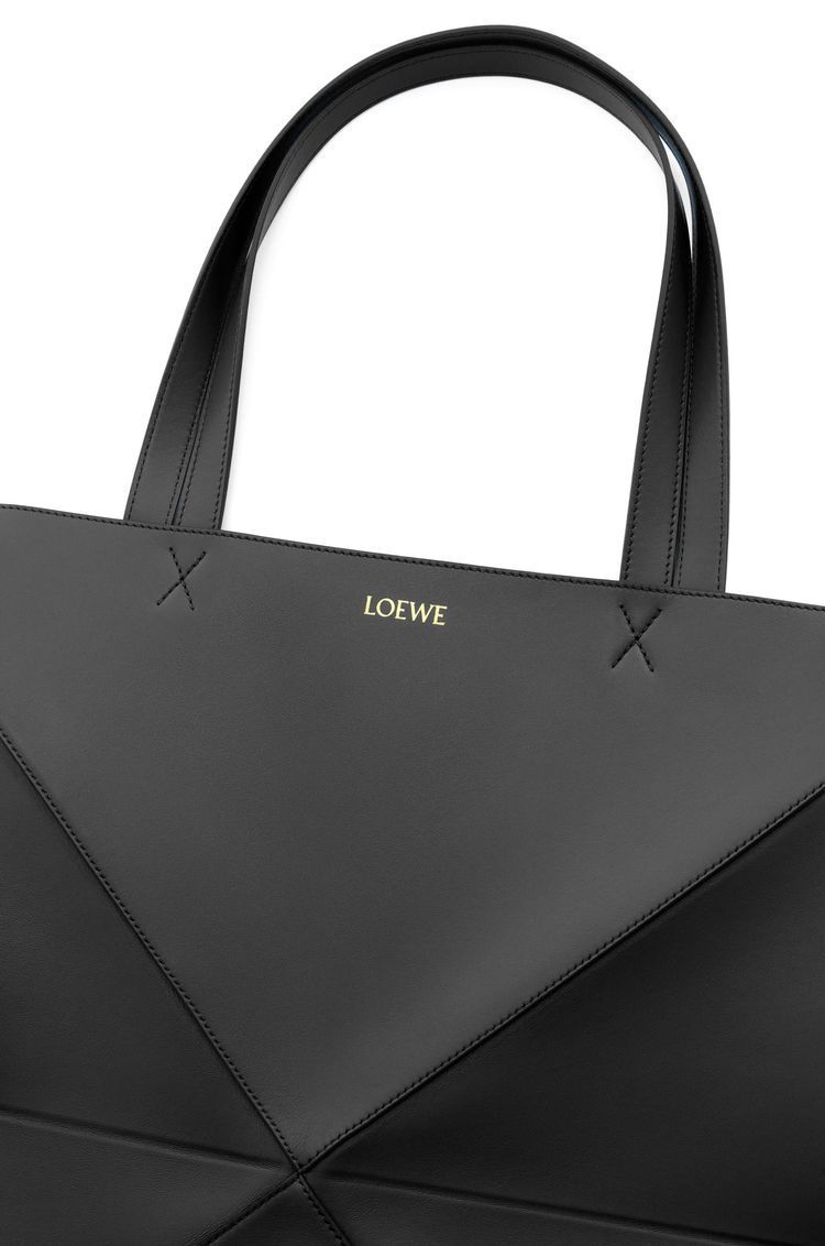 XL Puzzle Fold Tote in shiny calfskin