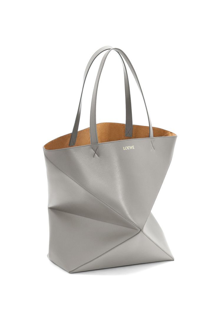 XL Puzzle Fold Tote in shiny calfskin