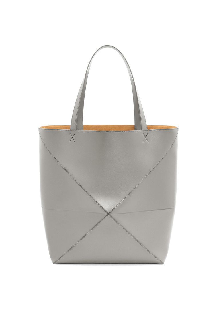 XL Puzzle Fold Tote in shiny calfskin