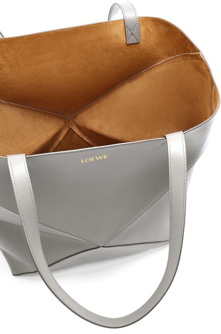 XL Puzzle Fold Tote in shiny calfskin