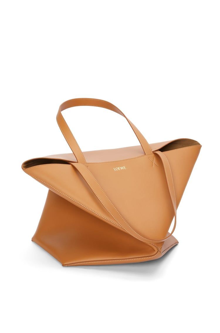 XL Puzzle Fold Tote in shiny calfskin