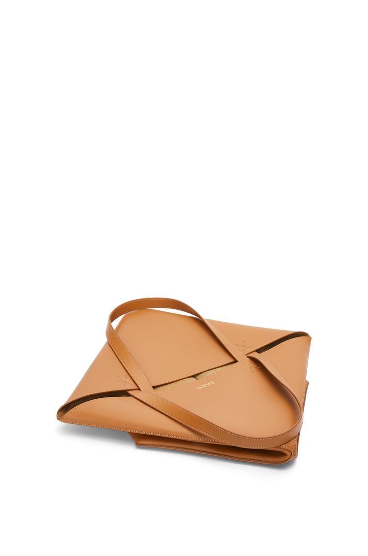 XL Puzzle Fold Tote in shiny calfskin
