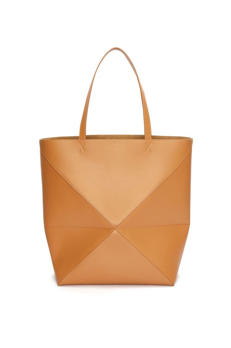 XL Puzzle Fold Tote in shiny calfskin