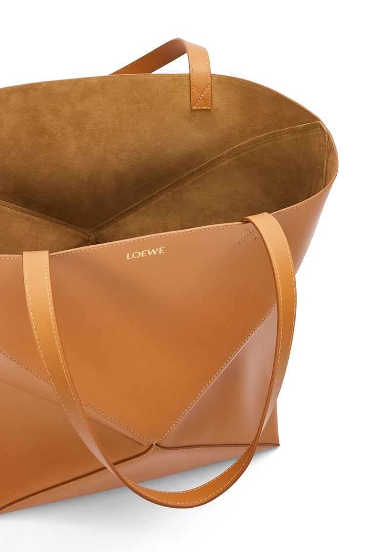 XL Puzzle Fold Tote in shiny calfskin