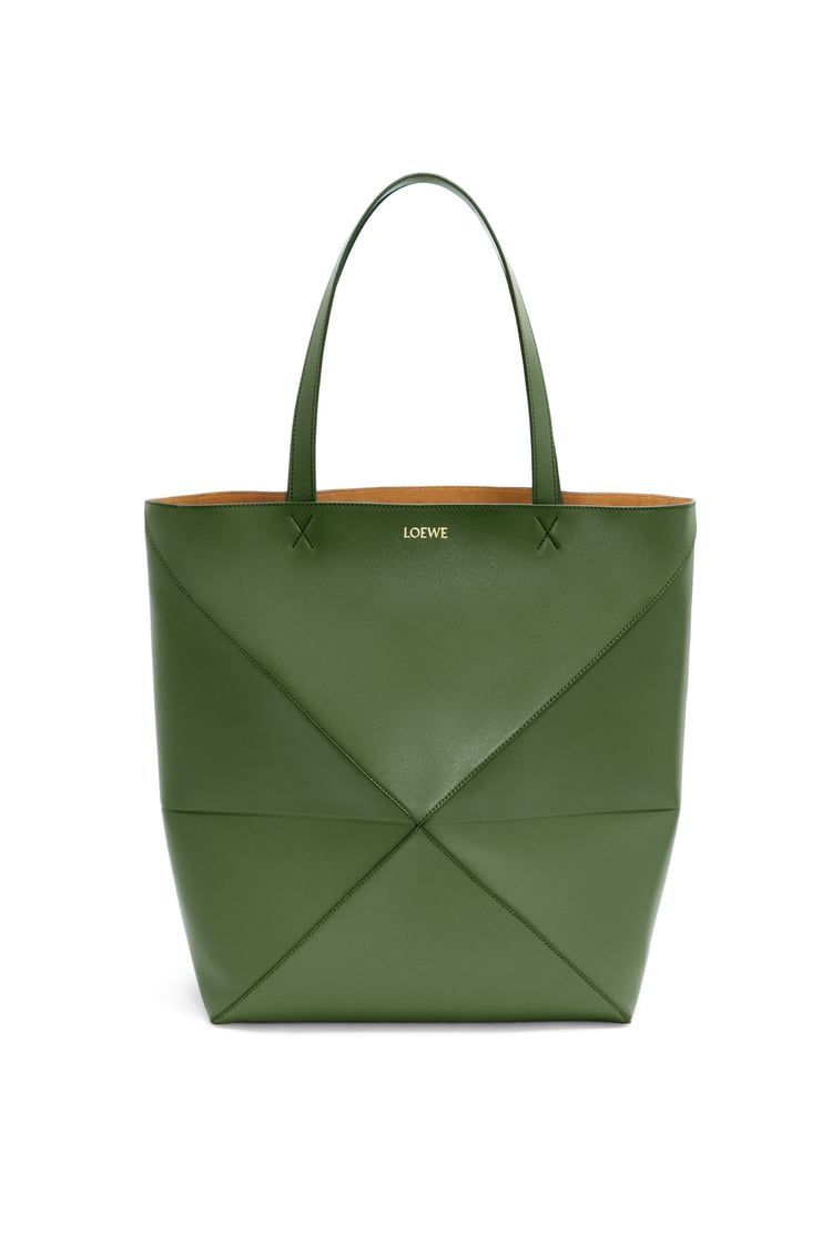 XL Puzzle Fold Tote in shiny calfskin