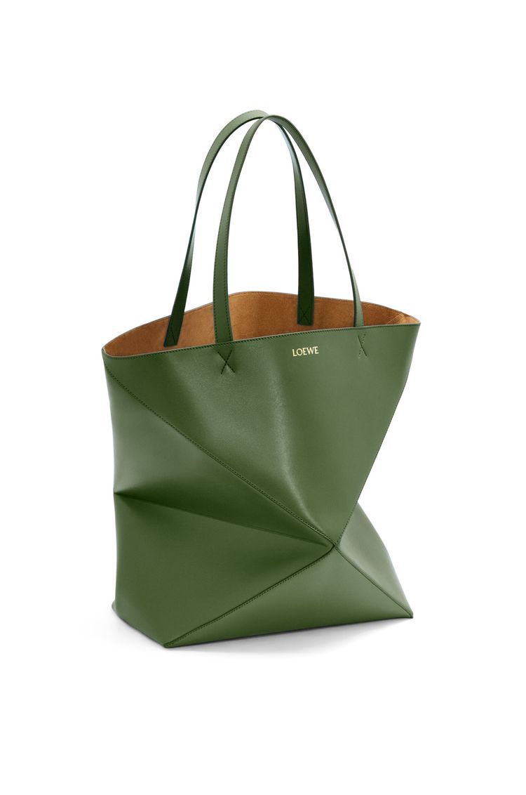 XL Puzzle Fold Tote in shiny calfskin