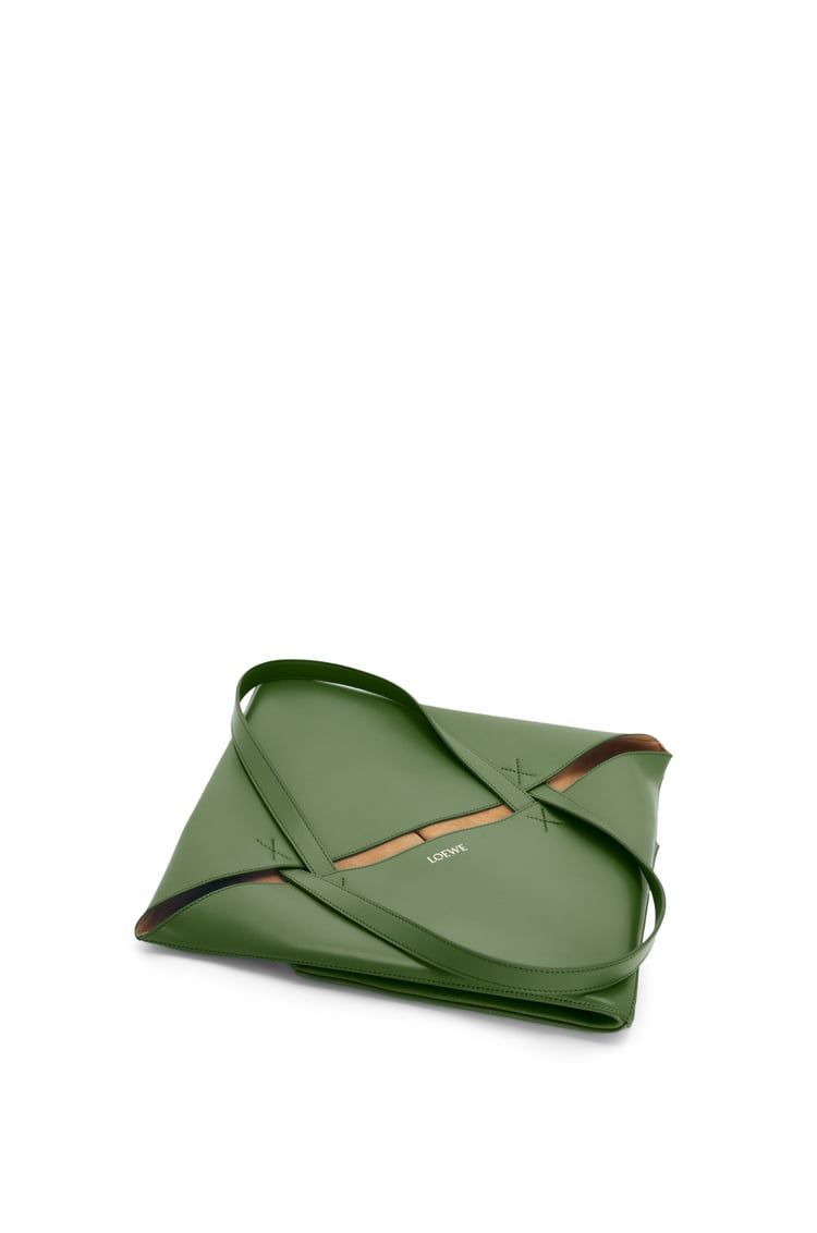 XL Puzzle Fold Tote in shiny calfskin