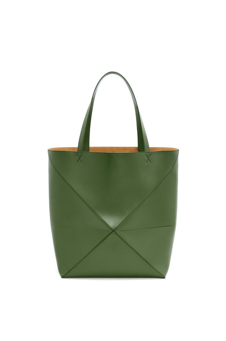 XL Puzzle Fold Tote in shiny calfskin