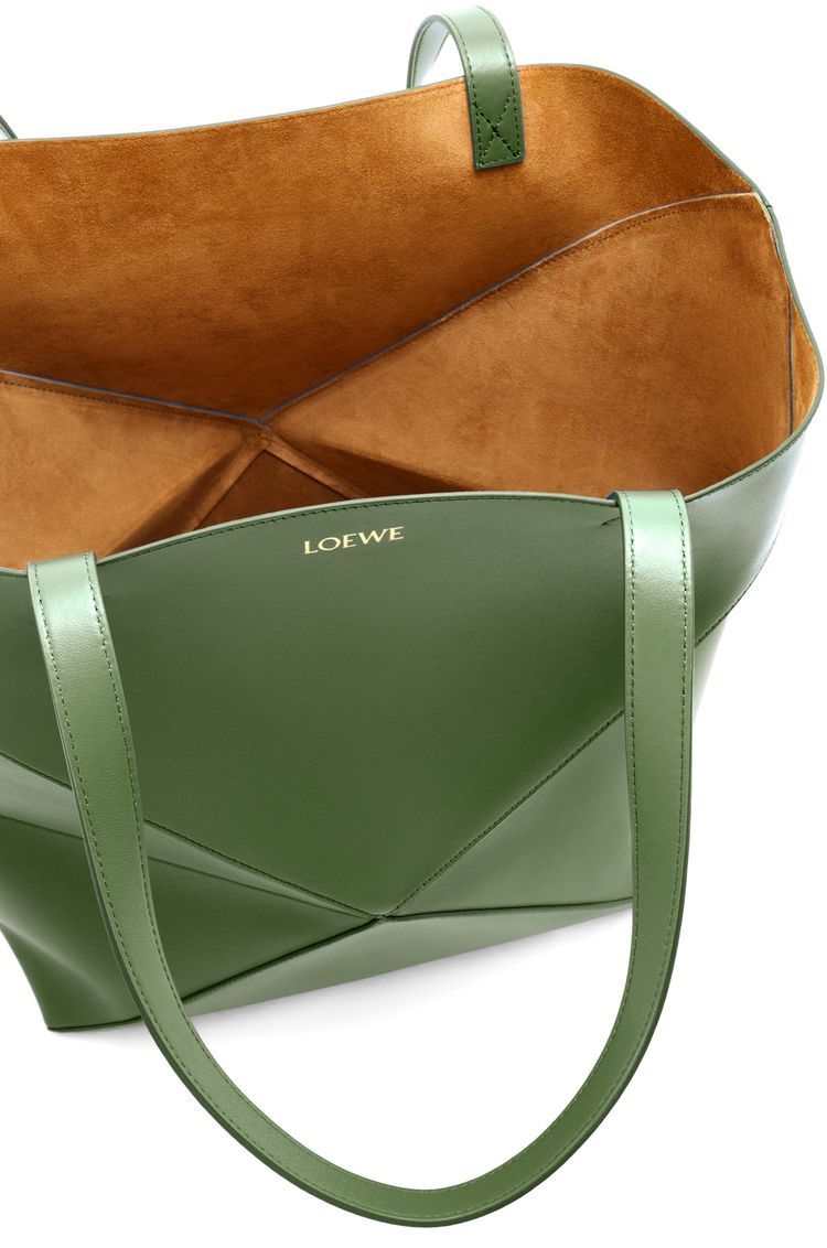 XL Puzzle Fold Tote in shiny calfskin