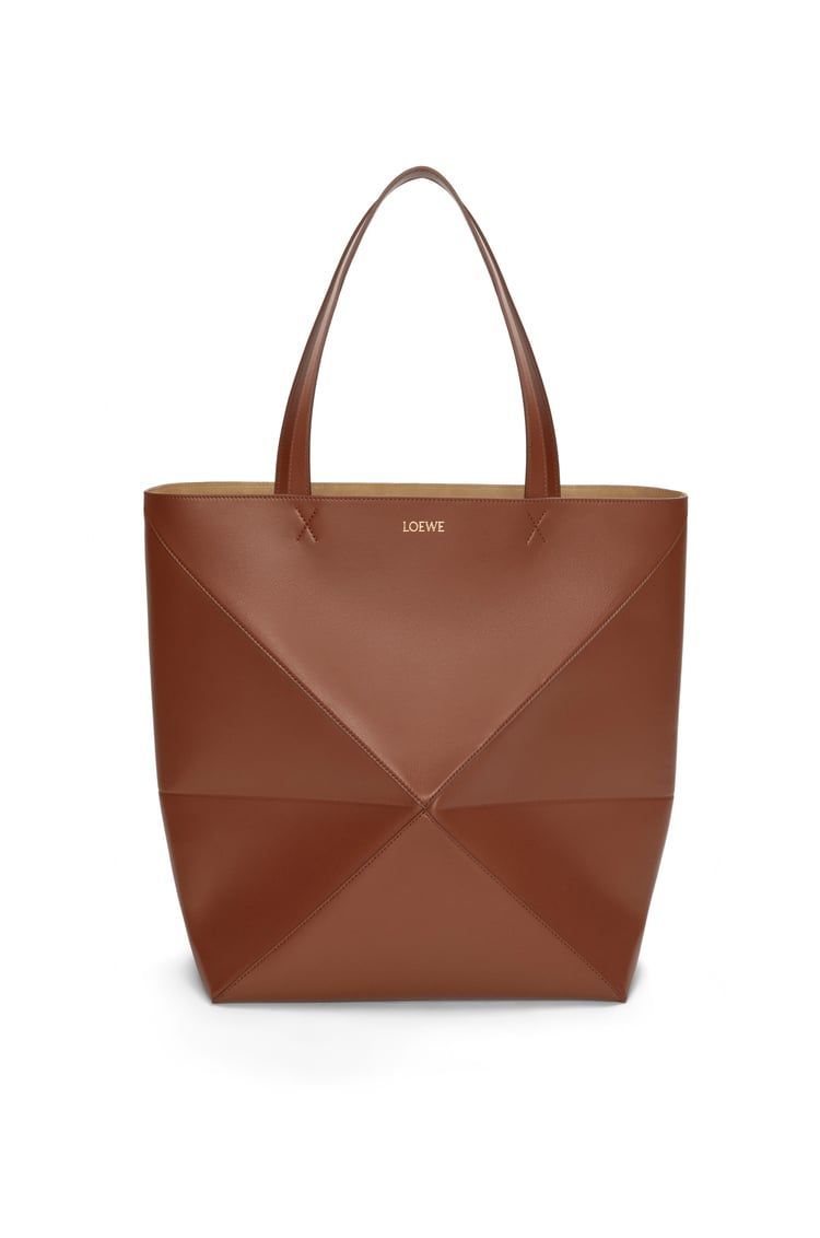 XL Puzzle Fold Tote in shiny calfskin