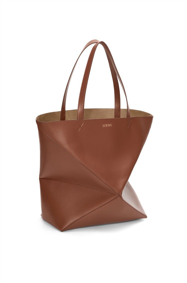 XL Puzzle Fold Tote in shiny calfskin