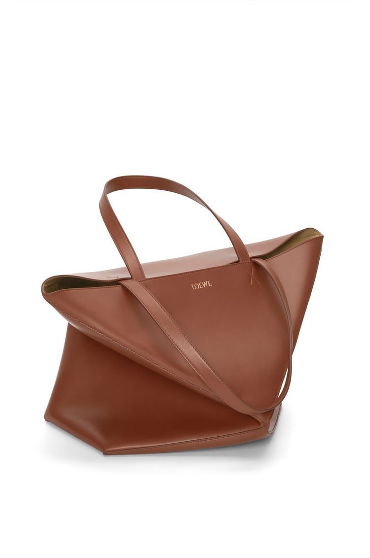 XL Puzzle Fold Tote in shiny calfskin