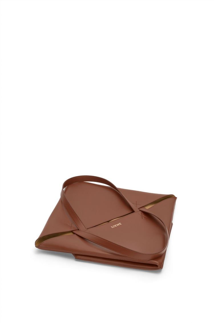 XL Puzzle Fold Tote in shiny calfskin