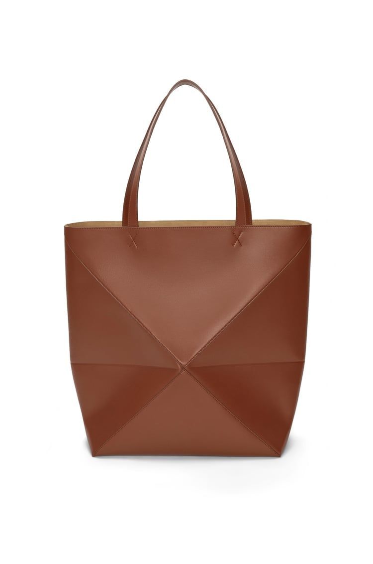 XL Puzzle Fold Tote in shiny calfskin