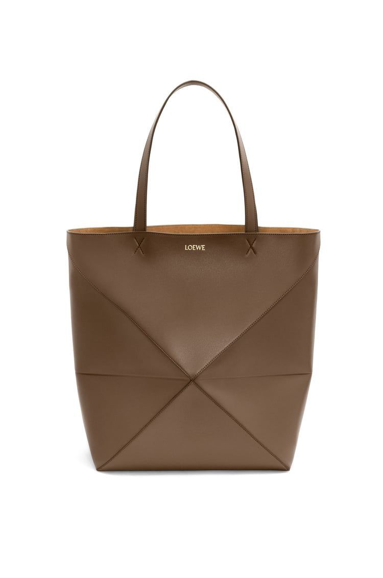 XL Puzzle Fold Tote in shiny calfskin