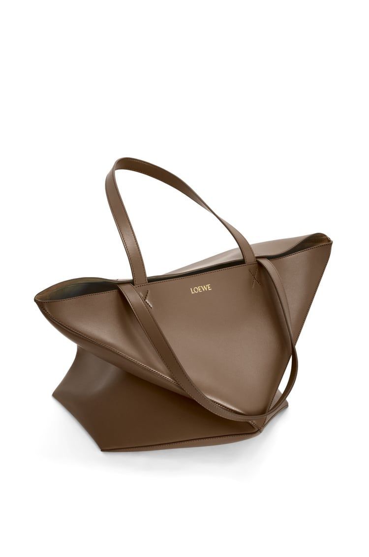 XL Puzzle Fold Tote in shiny calfskin