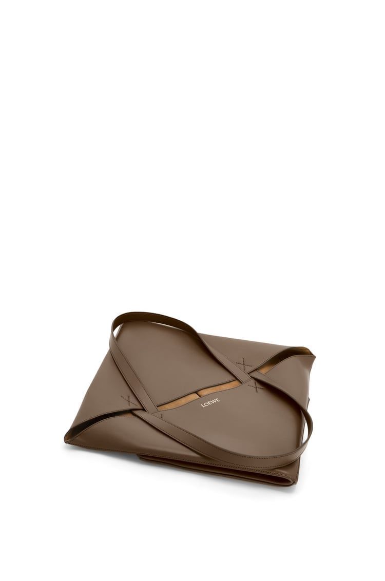 XL Puzzle Fold Tote in shiny calfskin