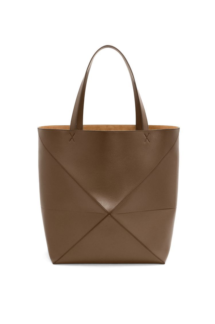 XL Puzzle Fold Tote in shiny calfskin