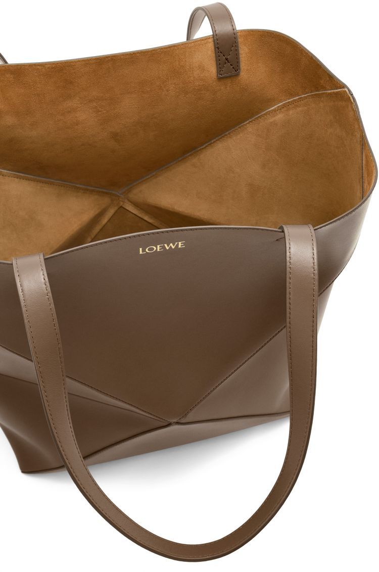 XL Puzzle Fold Tote in shiny calfskin