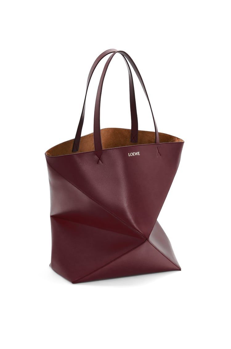XL Puzzle Fold Tote in shiny calfskin