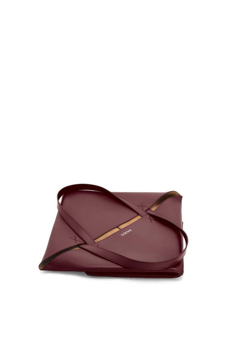 XL Puzzle Fold Tote in shiny calfskin