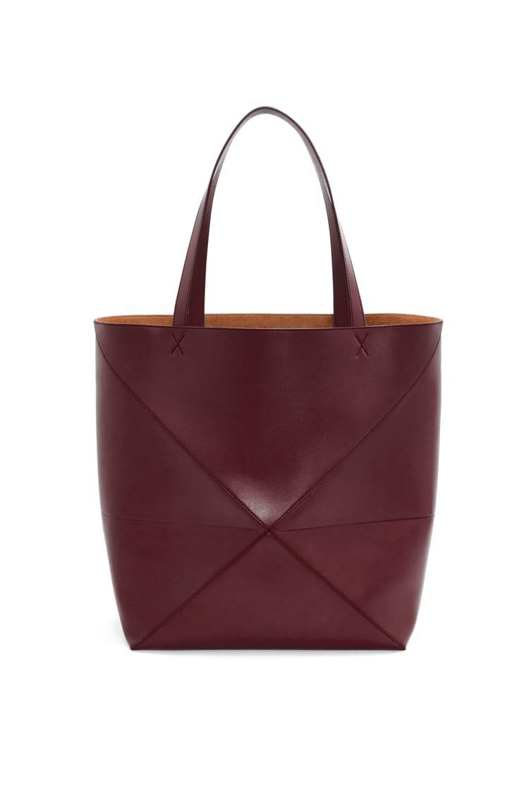 XL Puzzle Fold Tote in shiny calfskin