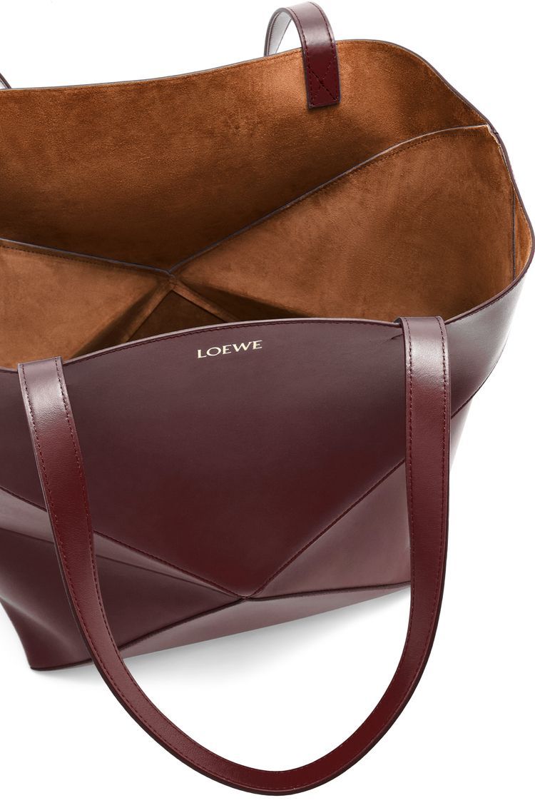 XL Puzzle Fold Tote in shiny calfskin