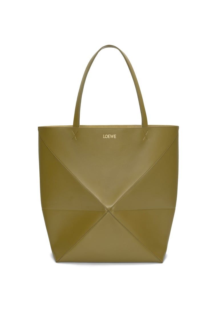XL Puzzle Fold Tote in shiny calfskin