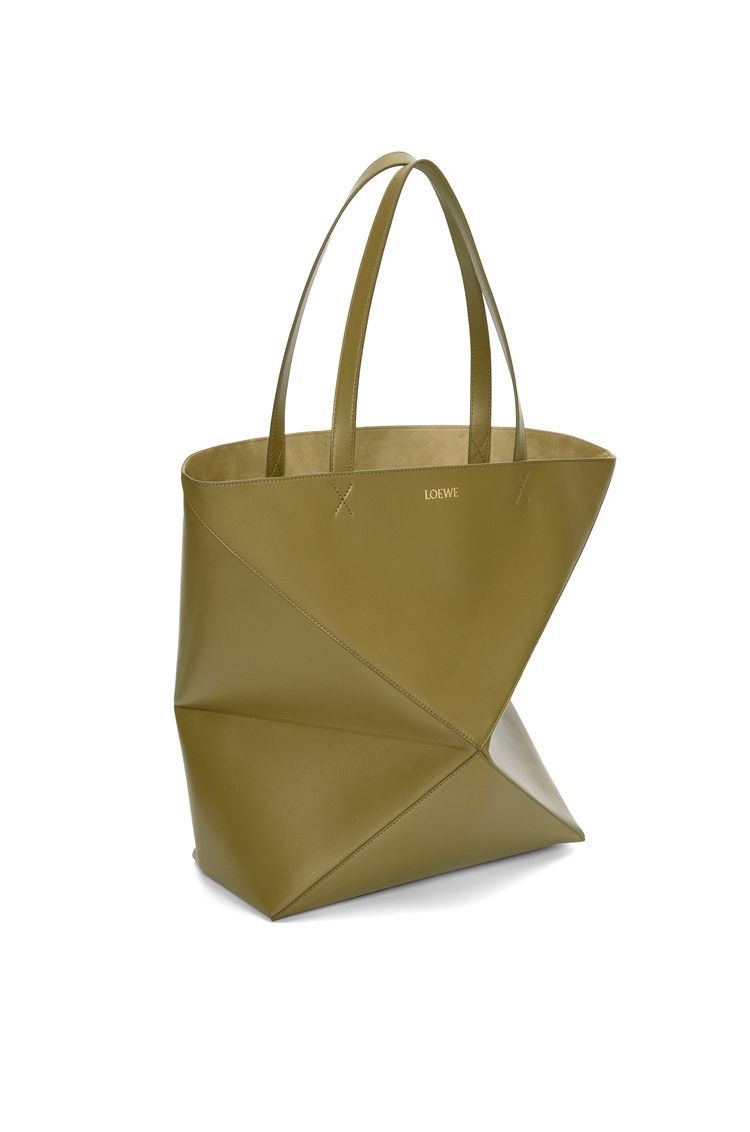 XL Puzzle Fold Tote in shiny calfskin