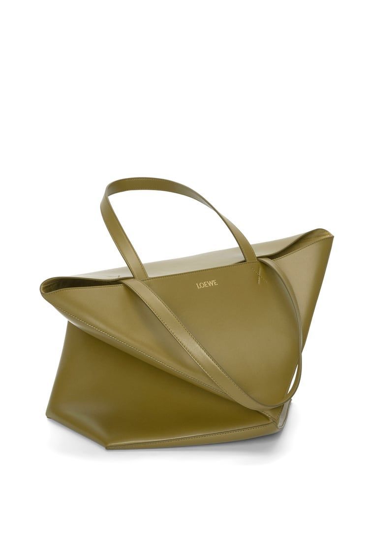 XL Puzzle Fold Tote in shiny calfskin