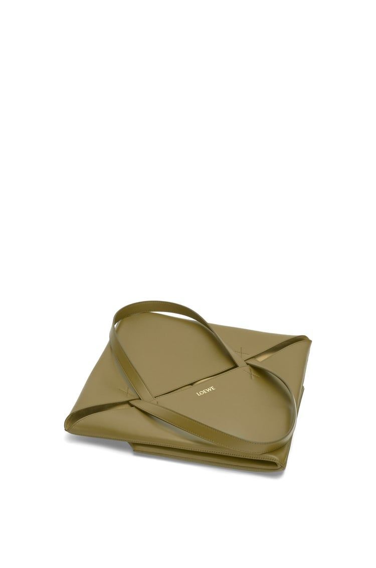 XL Puzzle Fold Tote in shiny calfskin