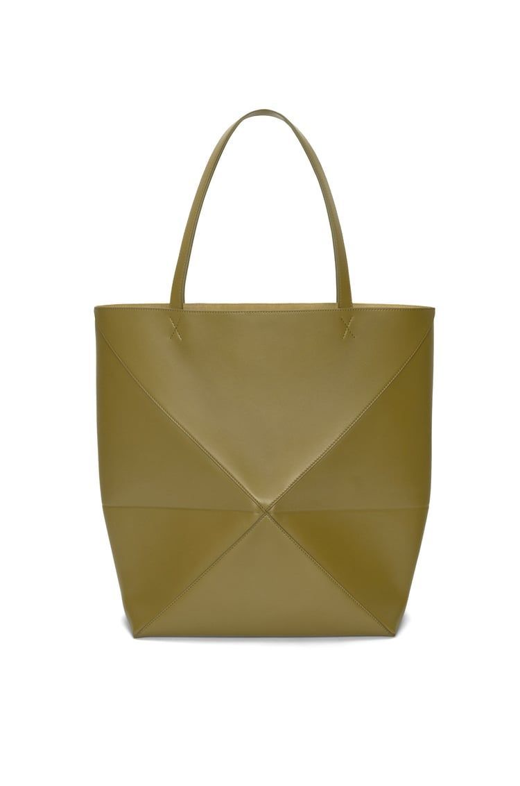 XL Puzzle Fold Tote in shiny calfskin