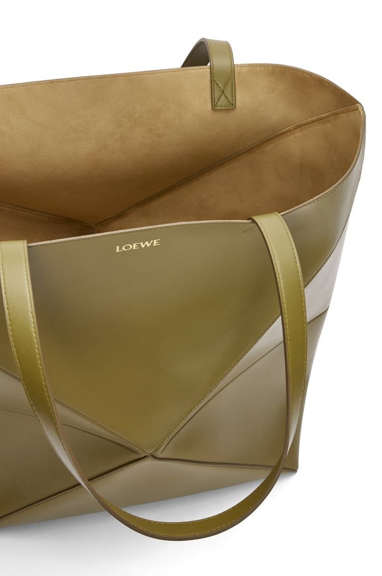XL Puzzle Fold Tote in shiny calfskin