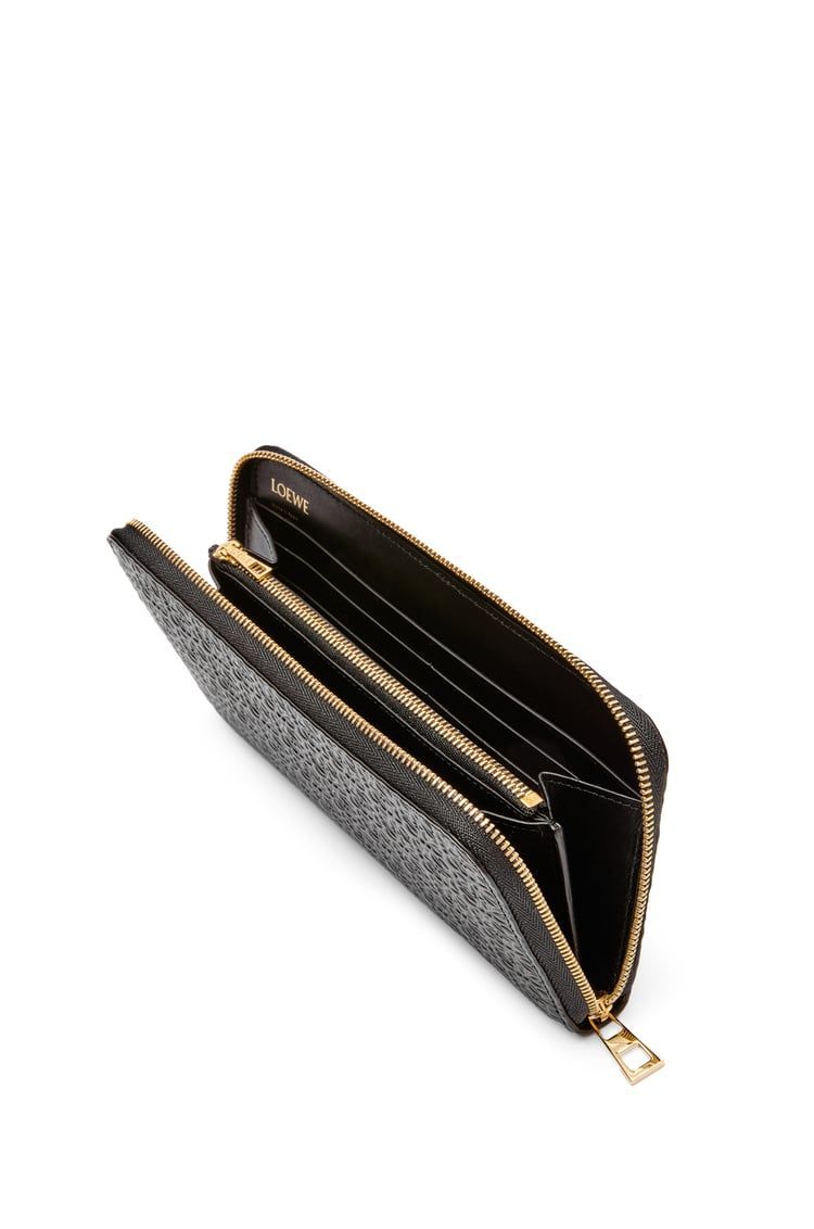 Repeat zip around wallet in embossed silk calfskin