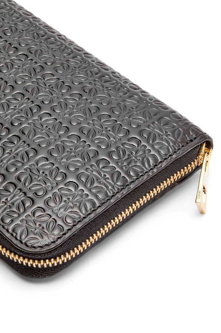 Repeat zip around wallet in embossed silk calfskin