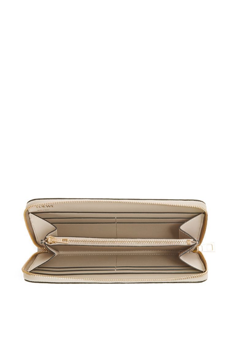 Repeat zip around wallet in embossed silk calfskin