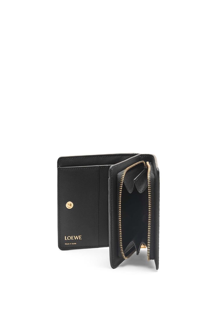 Repeat compact zip wallet in embossed silk calfskin