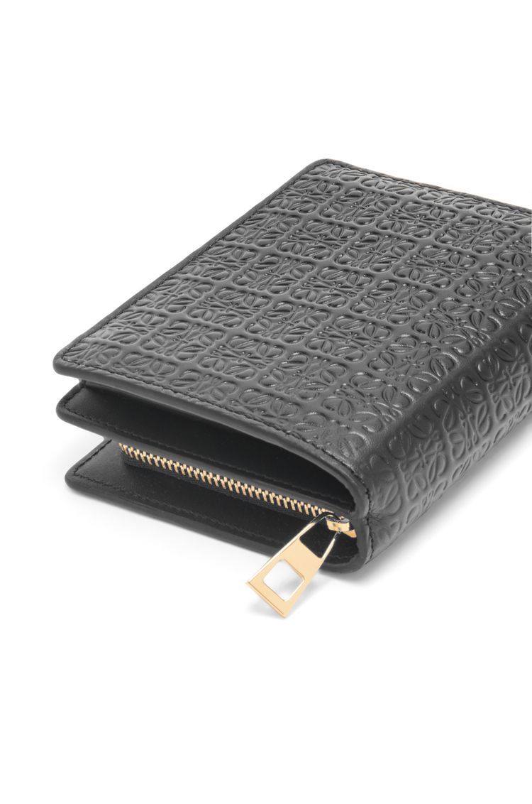 Repeat compact zip wallet in embossed silk calfskin