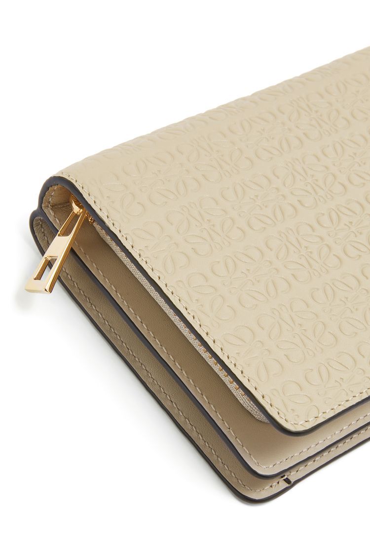 Repeat compact zip wallet in embossed silk calfskin