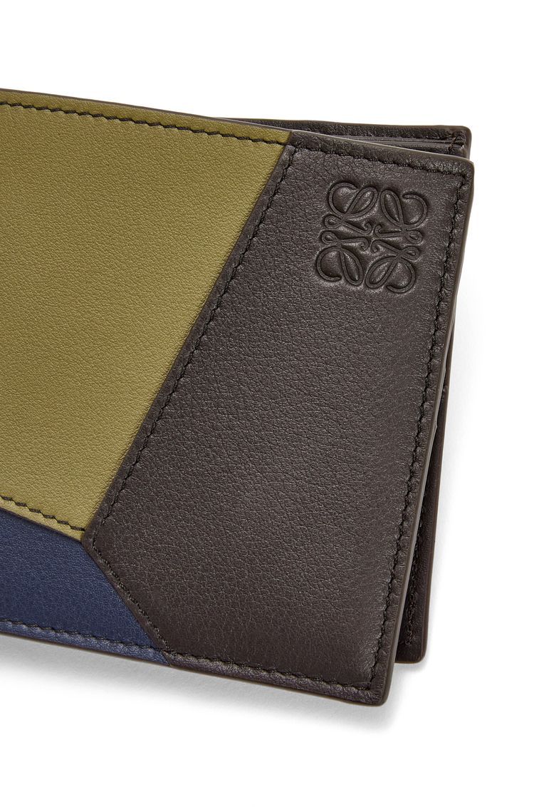 Puzzle bifold coin wallet in classic calfskin