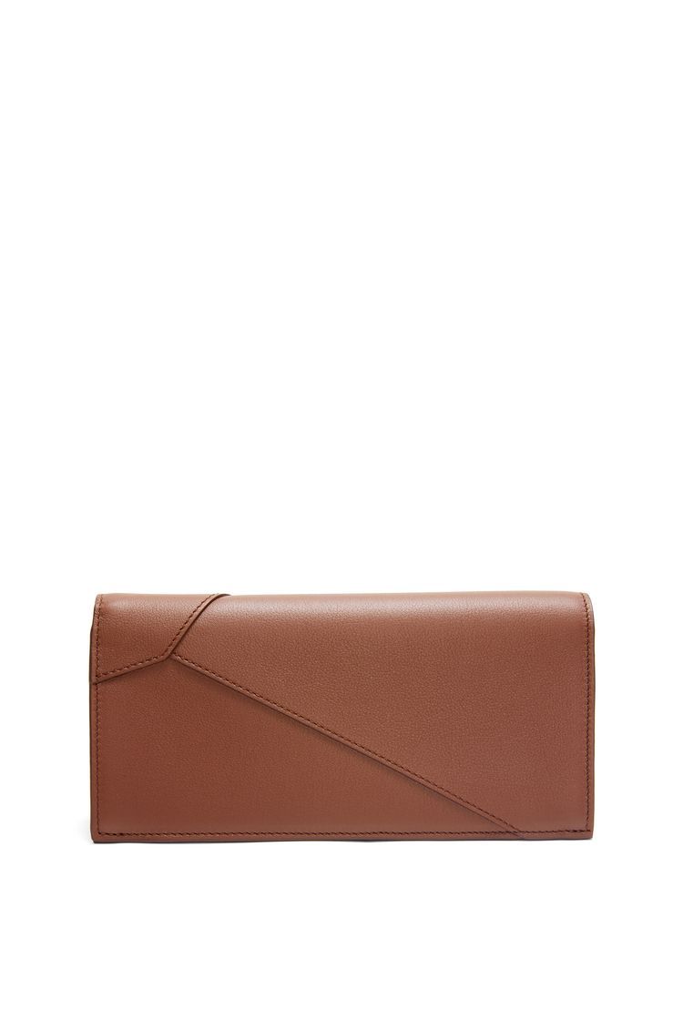 Puzzle long horizontal wallet in classic calfskin