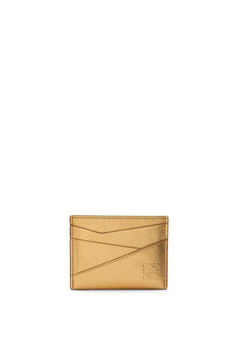 Puzzle plain cardholder in metallic calfskin