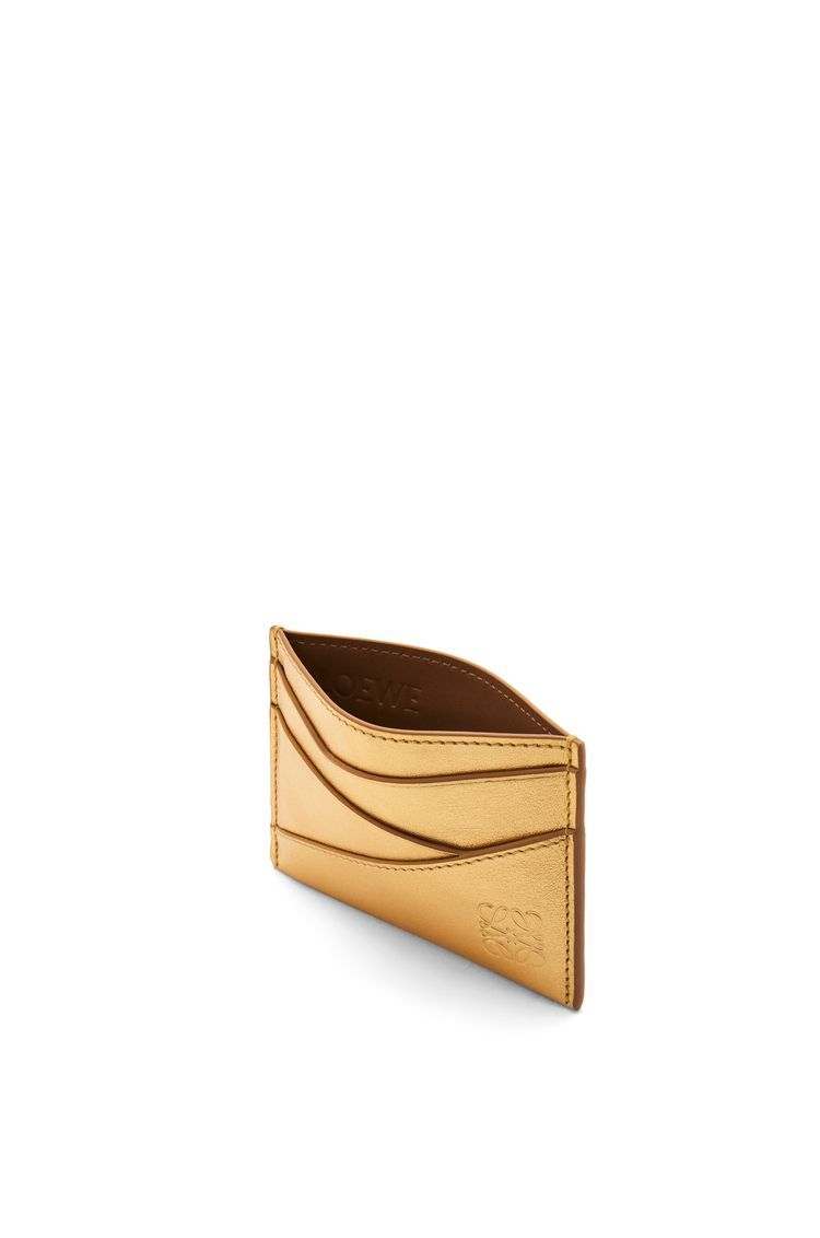 Puzzle plain cardholder in metallic calfskin